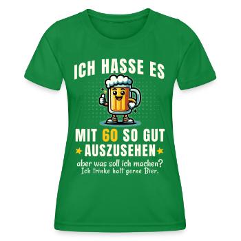 Humorvolles Trink-Design für Geburtstagsfans 60 - Frauen Funktions-T-Shirt - Kelly Green - Vorne - AI Model Female 172 dark (172cm)