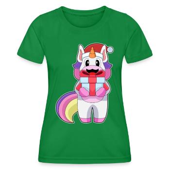 Forfait Noël Licorne - T-shirt sport Femme - vert - Devant - AI Model Female 172 dark (172cm)