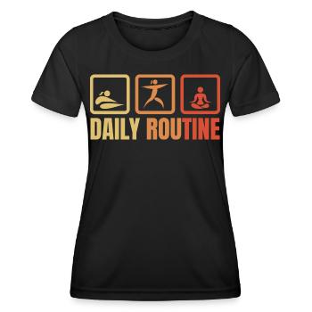 Routine quotidienne de yoga - T-shirt sport Femme - noir - Devant - AI Model Female 172 light (172cm)