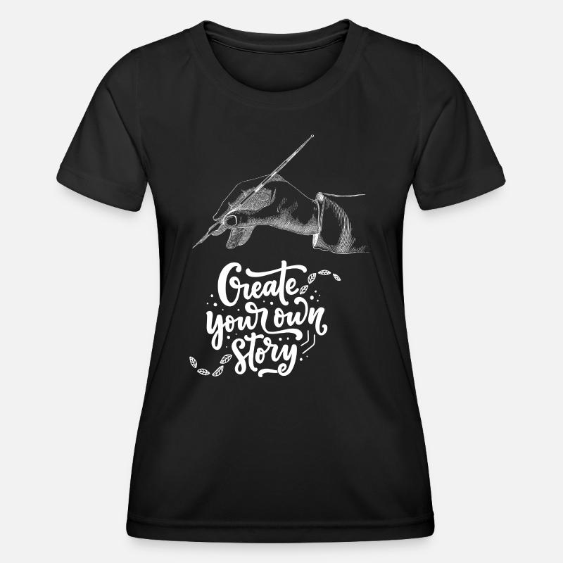 Hand illustration with inspirational message - Women's Functional T-Shirt - black