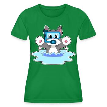 Katze Taucher Schnorchel Tauchen - Frauen Funktions-T-Shirt - Kelly Green - Vorne - AI Model Female 172 dark (172cm)
