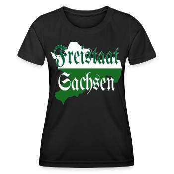 Free State of Saxony green white - Women's Functional T-Shirt - black - Front - AI Model Female 172 light (172cm)