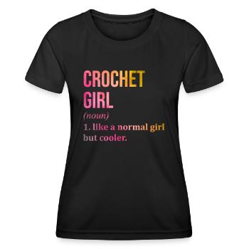 Häkeln - Frauen Funktions-T-Shirt - Schwarz - Vorne - AI Model Female 172 light (172cm)