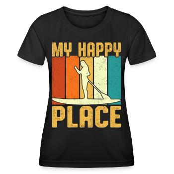 My Happy Place Girl Paddle Board Retro Vintage - Women's Functional T-Shirt - black - Front - AI Model Female 172 light (172cm)