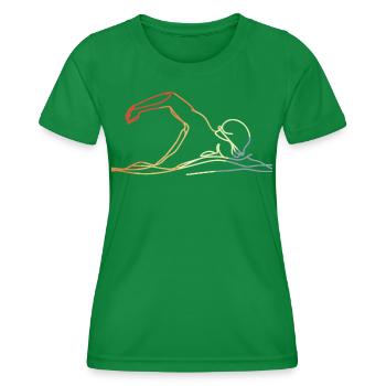Schwimmen Retro Stil - Frauen Funktions-T-Shirt - Kelly Green - Vorne - AI Model Female 172 dark (172cm)