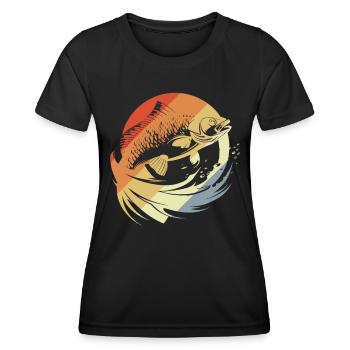 Fish Graphic Retro Look - Women's Functional T-Shirt - black - Front - AI Model Female 172 light (172cm)