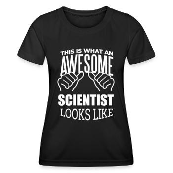 scientifique - T-shirt sport Femme - noir - Devant - AI Model Female 172 light (172cm)
