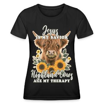 Hochlandrind Christlicher Vers - Frauen Funktions-T-Shirt - Schwarz - Vorne - AI Model Female 172 light (172cm)
