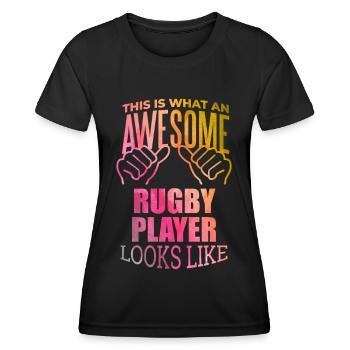 rugby - T-shirt sport Femme - noir - Devant - AI Model Female 172 light (172cm)