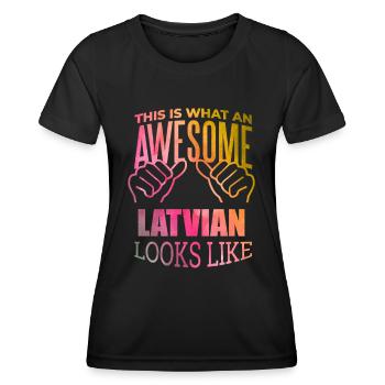 Latvia - Women's Functional T-Shirt - black - Front - AI Model Female 172 light (172cm)