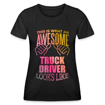 vrachtwagenchauffeur - Functioneel T-shirt voor vrouwen - zwart - Voor - AI Model Female 172 light (172cm)