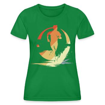 Marathon Runner Sketch Vintage - Women's Functional T-Shirt - kelly green - Front - AI Model Female 172 dark (172cm)