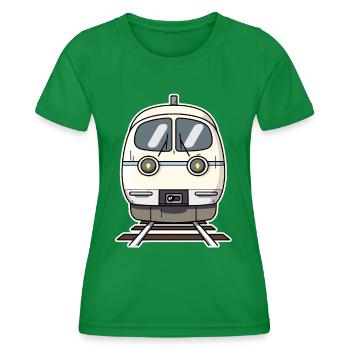 Train Cartoon Style - Women's Functional T-Shirt - kelly green - Front - AI Model Female 172 dark (172cm)