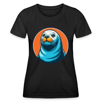 phoque mignon kawaii dessin animé clipart animal de compagnie logo - T-shirt sport Femme - noir - Devant - AI Model Female 172 light (172cm)