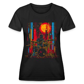 Drummer Portrait - Women's Functional T-Shirt - black - Front - AI Model Female 172 light (172cm)