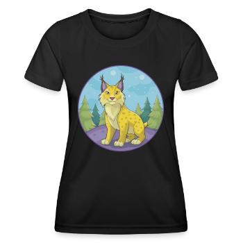 Luchs Niedliche Kawaii Cartoon Clipart Tier Haustier - Frauen Funktions-T-Shirt - Schwarz - Vorne - AI Model Female 172 light (172cm)