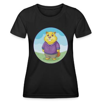 Gopher Cute Kawaii Cartoon Clipart Animal Pet - Women's Functional T-Shirt - black - Front - AI Model Female 172 light (172cm)