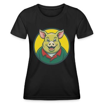 Cochon mignon Kawaii dessin animé Clipart Animal de compagnie - T-shirt sport Femme - noir - Devant - AI Model Female 172 light (172cm)