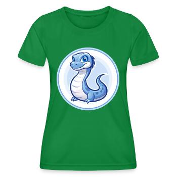Basilisk Blau Kawaii Cartoon Figur Clipart Haustier - Frauen Funktions-T-Shirt - Kelly Green - Vorne - AI Model Female 172 dark (172cm)