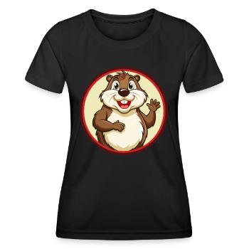 Gopher Colorful Kawaii Cartoon Character Clipart - Women's Functional T-Shirt - black - Front - AI Model Female 172 light (172cm)