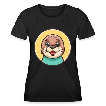 phoque kawaii dessin animé personnage animal visage d’animal de compagnie - T-shirt sport Femme - noir - Devant - AI Model Female 172 light (172cm)