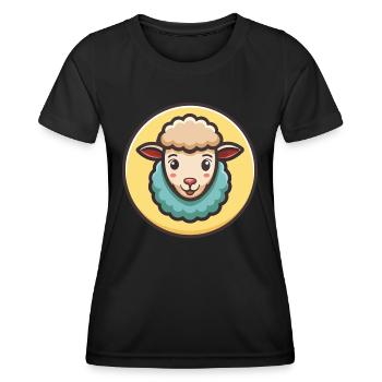 Schaf Kawaii Cartoon Figur Tier Haustier Gesicht - Frauen Funktions-T-Shirt - Schwarz - Vorne - AI Model Female 172 light (172cm)