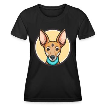Cirneco Dell Etna Dog Breed Cartoon Kawaii Clipart - Women's Functional T-Shirt - black - Front - AI Model Female 172 light (172cm)