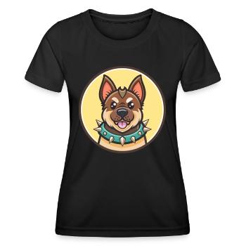 Molosse D’épire Chien Race Dessin Animé Kawaii - T-shirt sport Femme - noir - Devant - AI Model Female 172 light (172cm)