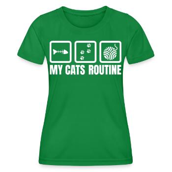 La routine de mon chat - T-shirt sport Femme - vert - Devant - AI Model Female 172 dark (172cm)