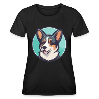 Cur Chien Race Dessin Animé Kawaii Clipart Illustration - T-shirt sport Femme - noir - Devant - AI Model Female 172 light (172cm)