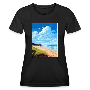 Péninsule de Gower Aonb Affiche de voyage Souvenir WPA - T-shirt sport Femme - noir - Devant - AI Model Female 172 light (172cm)