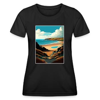 Péninsule de Gower Anob Affiche de voyage Souvenir WPA - T-shirt sport Femme - noir - Devant - AI Model Female 172 light (172cm)