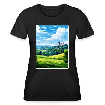 Eifel Nationalpark Deutschland Reiseposter Souvenir - Frauen Funktions-T-Shirt - Schwarz - Vorne - AI Model Female 172 light (172cm)