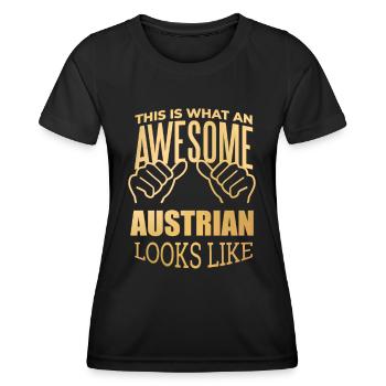 Austria - Women's Functional T-Shirt - black - Front - AI Model Female 172 light (172cm)