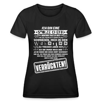 eine stolze Chefin von einer Truppe verrückter - Frauen Funktions-T-Shirt - Schwarz - Vorne - AI Model Female 172 light (172cm)