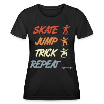 Skaten Springen Tricken Wiederholen - Frauen Funktions-T-Shirt - Schwarz - Vorne - AI Model Female 172 light (172cm)