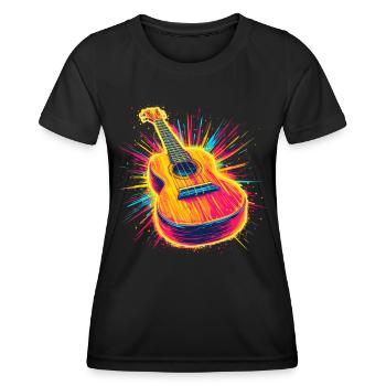 Ukulele Retrowave - Women's Functional T-Shirt - black - Front - AI Model Female 172 light (172cm)