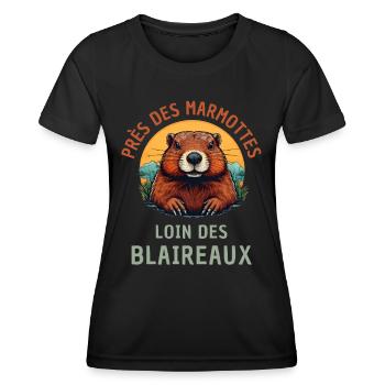 Humour marmotte randonnée Rando nature - T-shirt sport Femme - noir - Devant - AI Model Female 172 light (172cm)