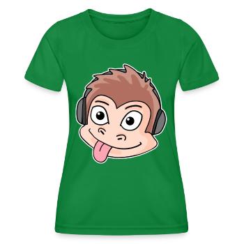 Monkey Head Animal Headphones Music - Women's Functional T-Shirt - kelly green - Front - AI Model Female 172 dark (172cm)