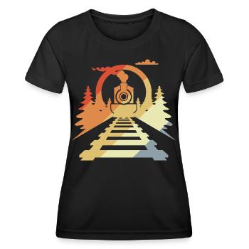 Eisenbahn Retro Stil - Frauen Funktions-T-Shirt - Schwarz - Vorne - AI Model Female 172 light (172cm)