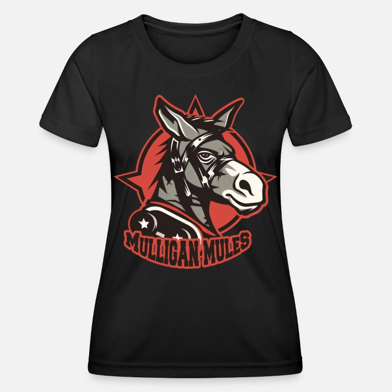 Mulligan Mules Mascot Logo - Women's Functional T-Shirt - black