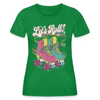 Let's Roll Buntes Retro-Rollschuh-Design - Frauen Funktions-T-Shirt - Kelly Green - Vorne - AI Model Female 172 dark (172cm)