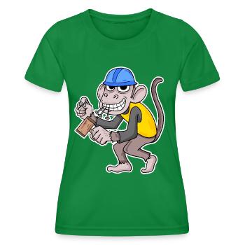 Baustelle Affe lustig Handwerker - Frauen Funktions-T-Shirt - Kelly Green - Vorne - AI Model Female 172 dark (172cm)