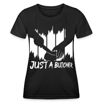 Nur ein Metzger - Frauen Funktions-T-Shirt - Schwarz - Vorne - AI Model Female 172 light (172cm)
