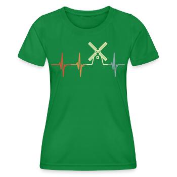 Windmill Cardiogram - Women's Functional T-Shirt - kelly green - Front - AI Model Female 172 dark (172cm)