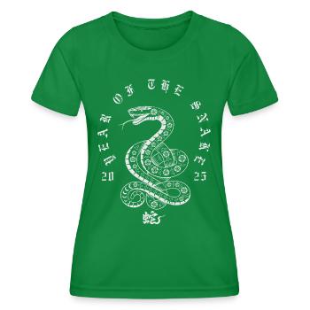 Florale Schlange Kreisförmiges Emblem Jahr der Schlange - Frauen Funktions-T-Shirt - Kelly Green - Vorne - AI Model Female 172 dark (172cm)