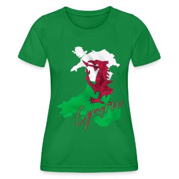 Flagge von Wales, walisischer Stolz - Frauen Funktions-T-Shirt - Kelly Green - Vorne - AI Model Female 172 dark (172cm)