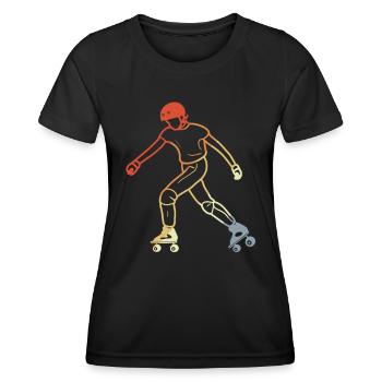 Roller Skates Vintage Look - Frauen Funktions-T-Shirt - Schwarz - Vorne - AI Model Female 172 light (172cm)