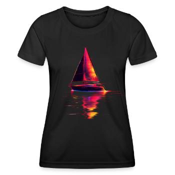 Sailing ship Retrowave - Women's Functional T-Shirt - black - Front - AI Model Female 172 light (172cm)