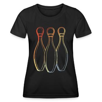 Bowling Sketch Retro Look - Women's Functional T-Shirt - black - Front - AI Model Female 172 light (172cm)